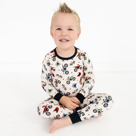 Dirt Bikes Two Piece Bamboo Pajama Set